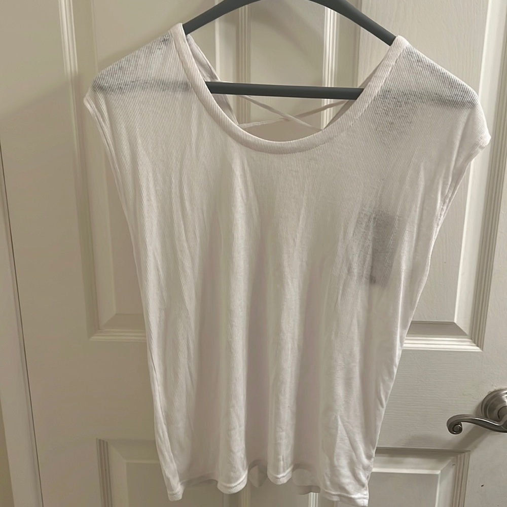 NWT Chaser Cap Sleeve Lace Up Back Tee